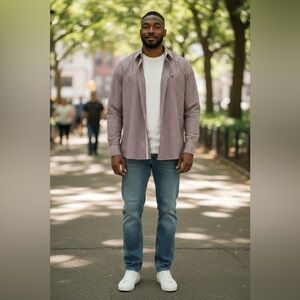Hickey Freeman Burgundy and White Checkered Shirt. Size Medium.